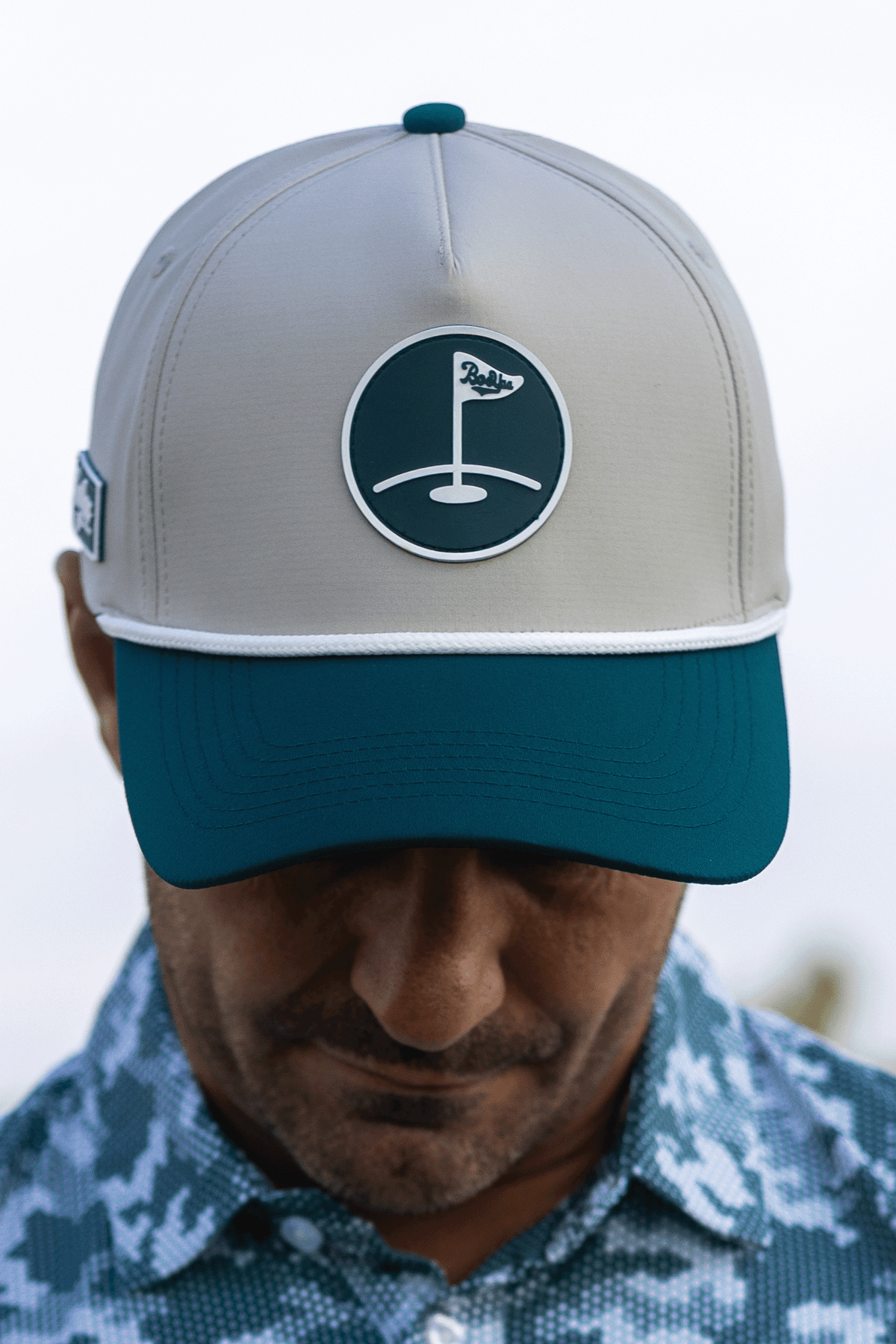 BooYaa Premium Golf Hat, Greenside Stone and Forest Green Snapback Cap, Rope Brim, Unisex