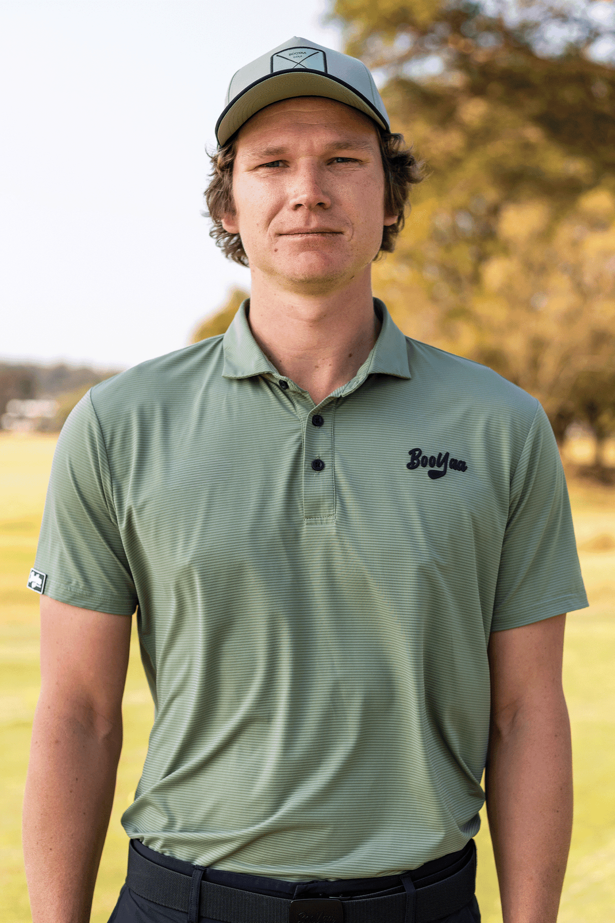 BooYaa Vintage Men's Golf Polo, Army Sage Green, 4-Way Stretch, Moisture-Wicking