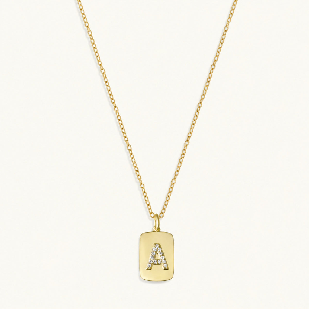 10k Initial Dog Tag Necklace