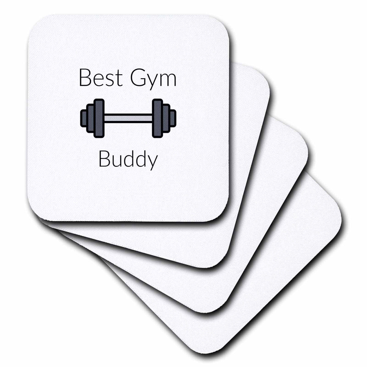 3dRose Gym - Best Gym Buddy in Words and a pic of a Dumbbell - Coasters (cst-366176)