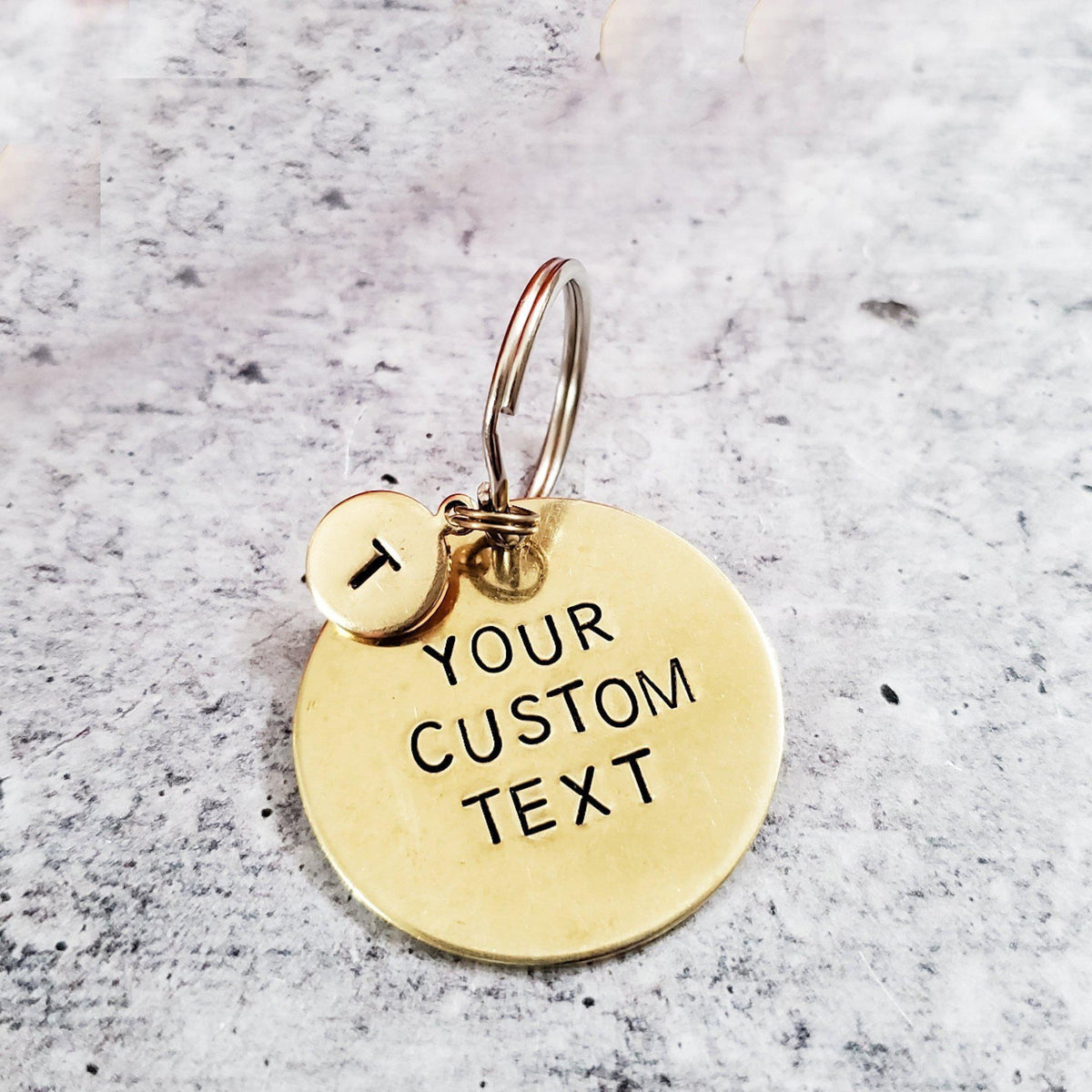 Custom Brass Disc Keychain with Tiny Tag