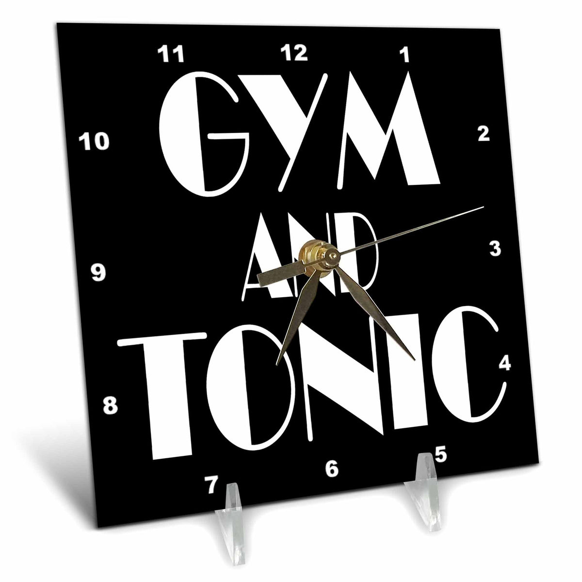 3dRose RinaPiro Fitness Sayings - Gym and Tonic. - Desk Clocks