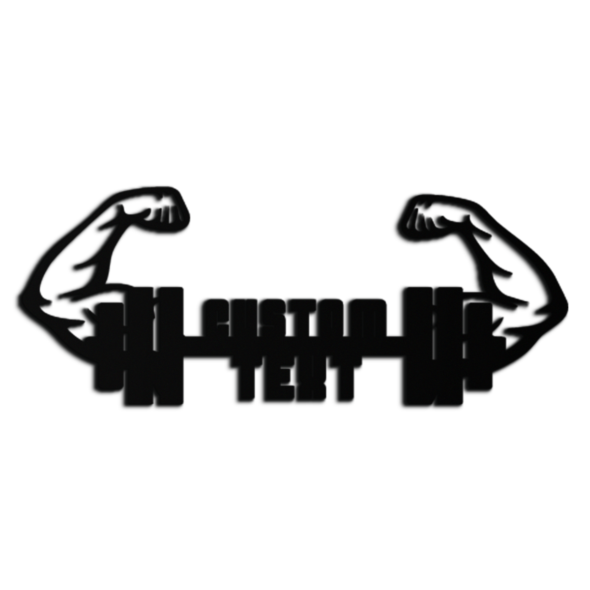 Personalized Fitness Barbell Metal Wall Art – Custom Text Muscular Arms Black Steel Decor for Gym and Workout Spaces- KAF448