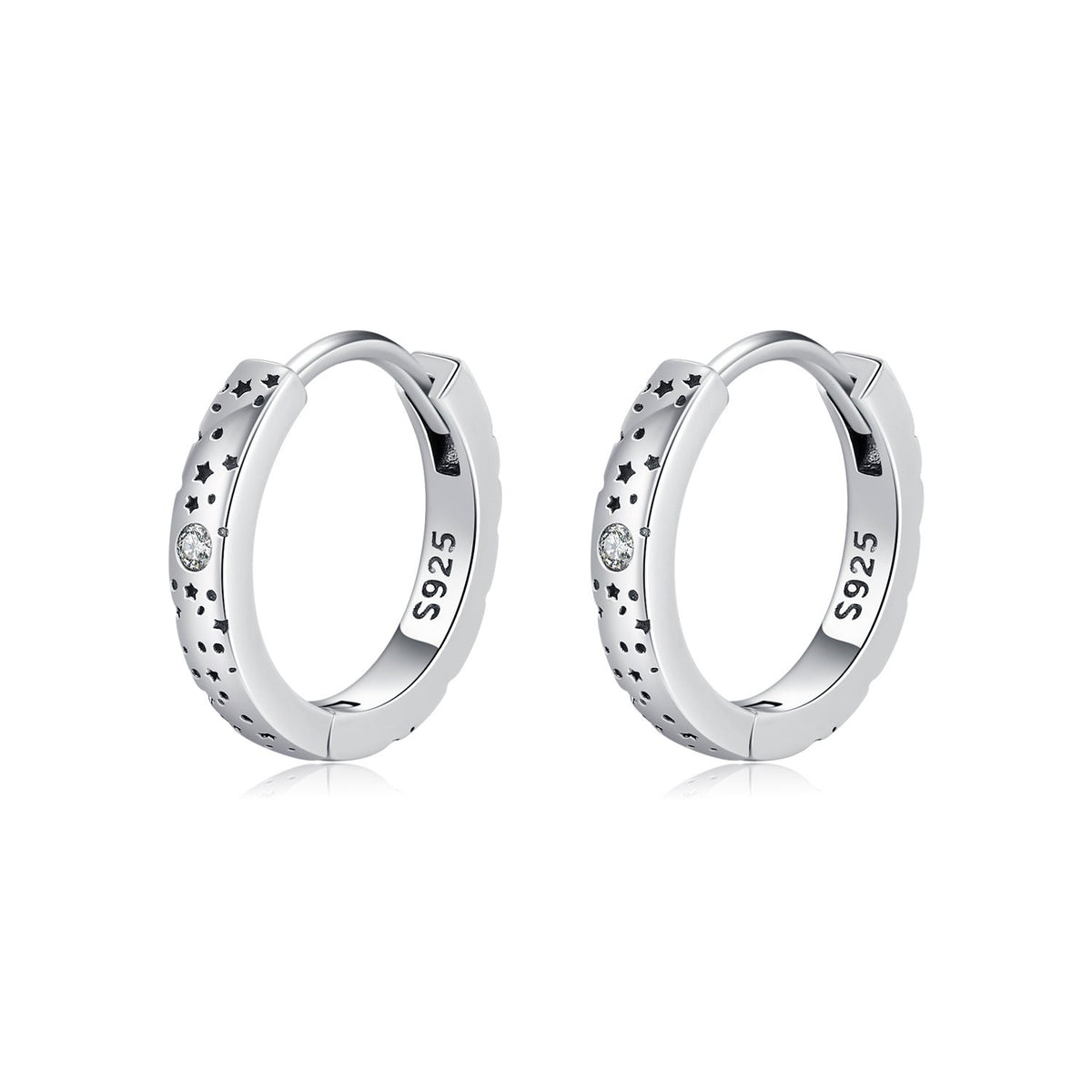 Star-Shaped D-Color VVS1 Moissanite Hoop Earrings in Sterling Silver – Minimalist Geometric Jewelry