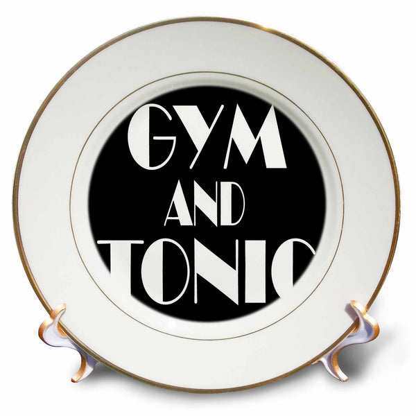 3dRose RinaPiro Fitness Sayings - Gym and Tonic. - Plates