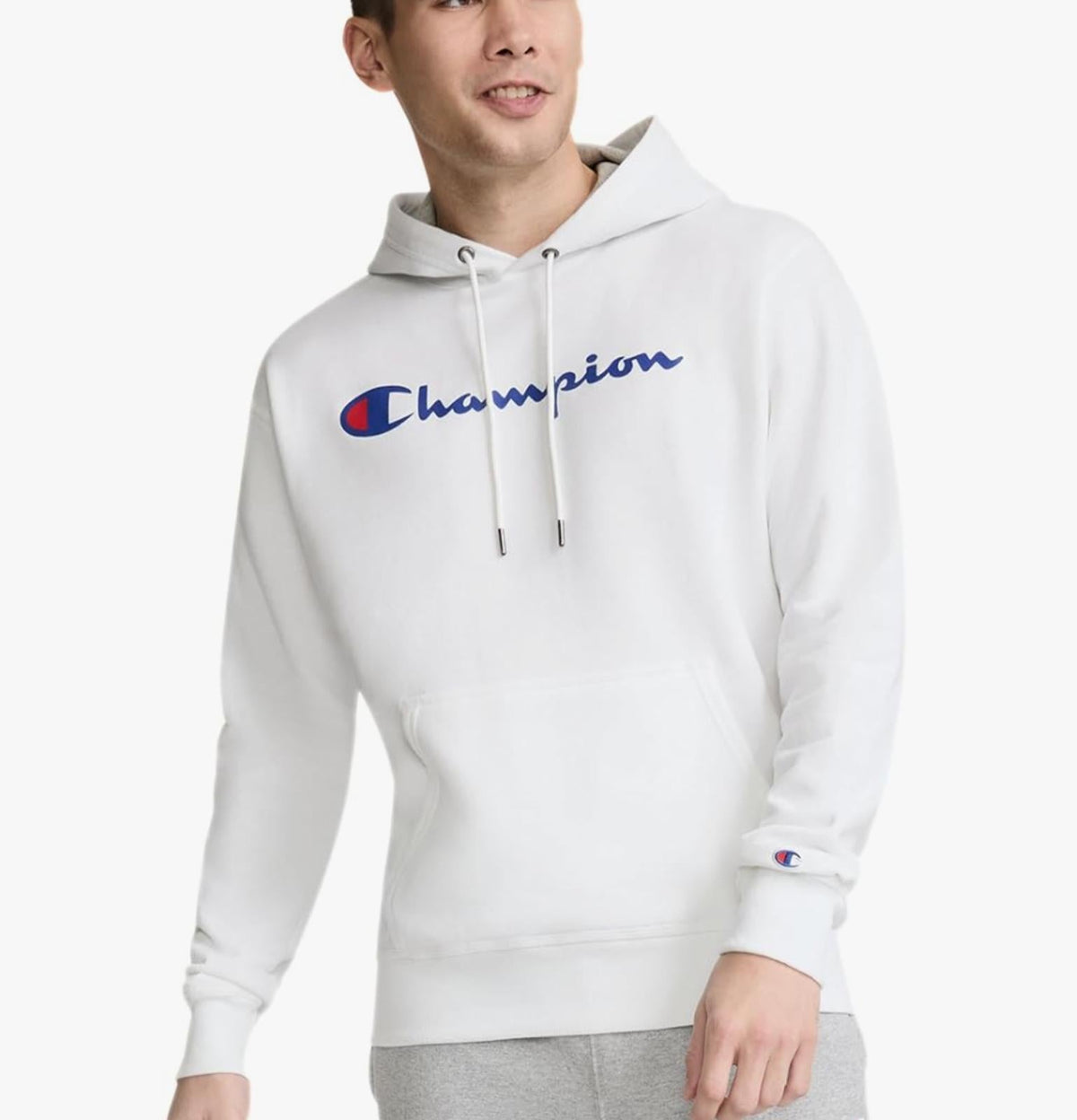 Champion Men's Hoodie Sweatshirt, White, Size 2XL