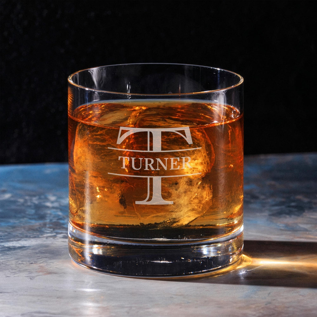 Personalized Whiskey Glass | Initial & Name Design | Custom Engraved Rocks Glass