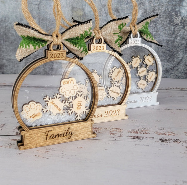 2026 Personalized Family Snow Globe Christmas Ornament