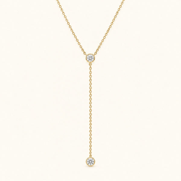 Gold Filled Diamond Bezel Lariat Necklace