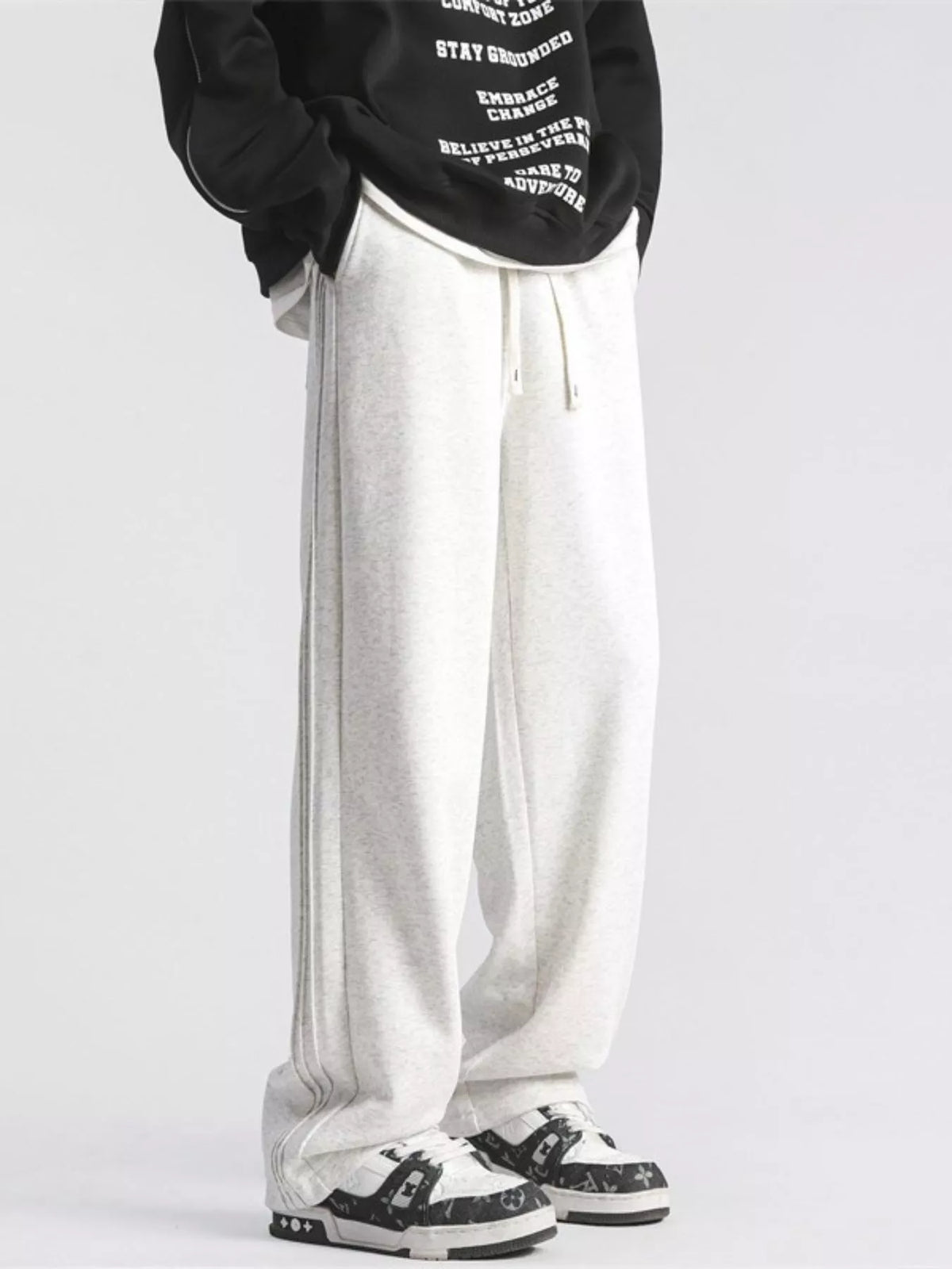 Men's Full Size Casual Loose-Fit Sweatpants with Side Stripes Plus Size