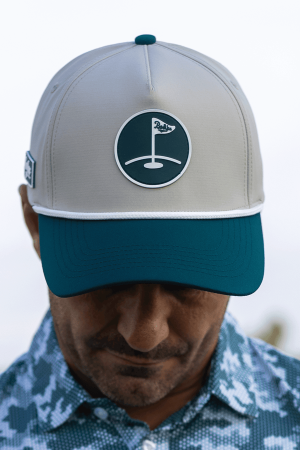 BooYaa Premium Golf Hat, Greenside Stone and Forest Green Snapback Cap, Rope Brim, Unisex