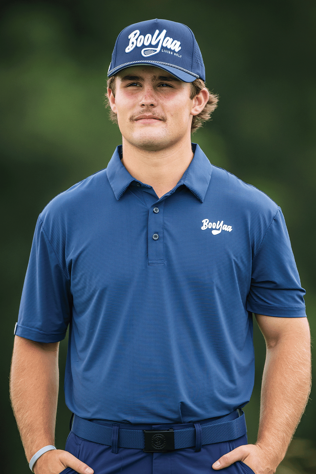 BooYaa Vintage Men's Golf Polo, Oxford Navy, 4-Way Stretch, Moisture-Wicking