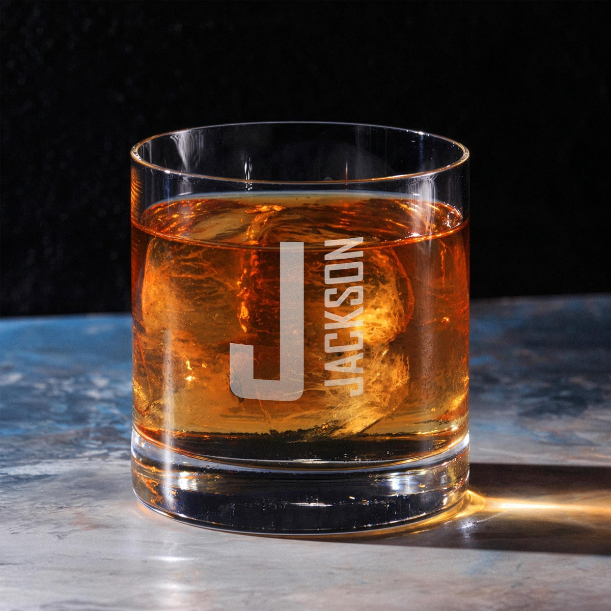 Personalized Whiskey Glass | Initial & Name Design | Custom Engraved Rocks Glass