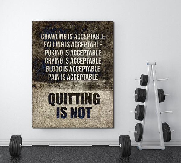 Quitting Is Not Motivational Canvas Wall Art, Motivational Decor, Weightlifting, Workout Motivation Decor, Gym Decor