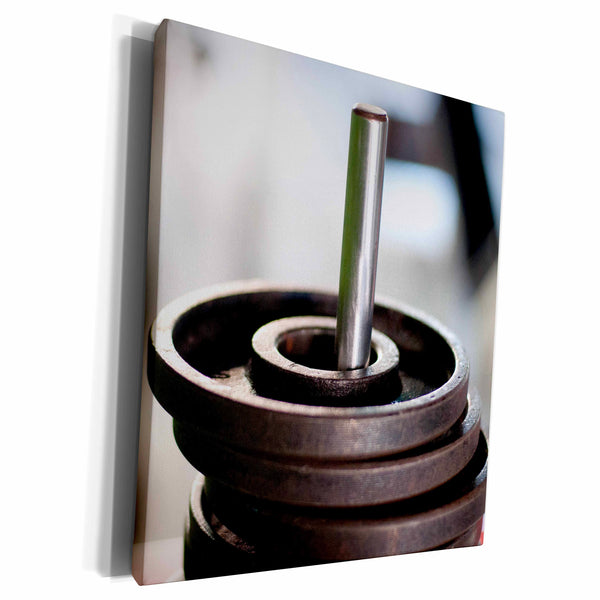 3dRose Close-up of gym weightlifting equipment. - Museum Grade Canvas Wrap (cw_189027)