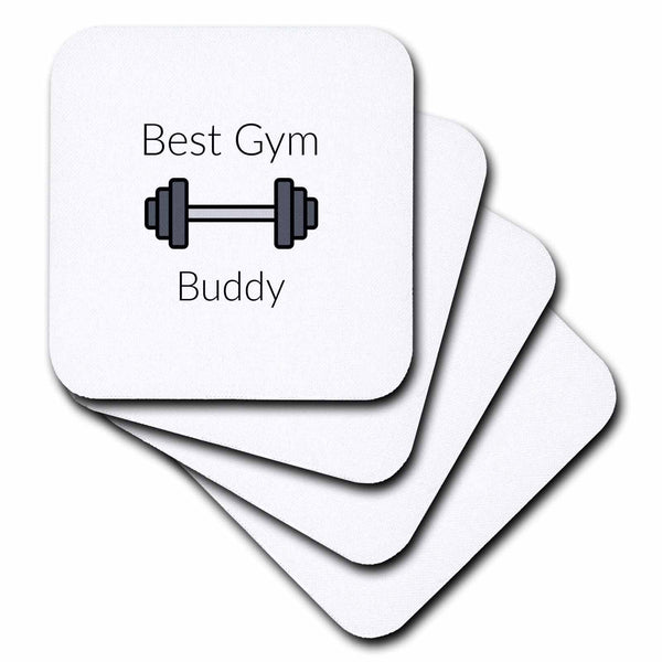 3dRose Gym - Best Gym Buddy in Words and a pic of a Dumbbell - Coasters (cst-366176)