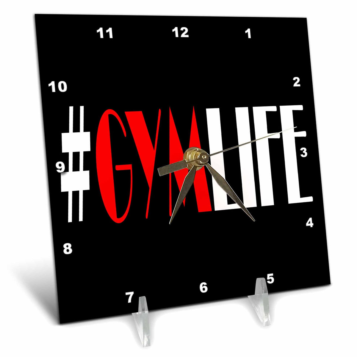 3dRose RinaPiro Fitness Sayings - Gym Life. - Desk Clocks