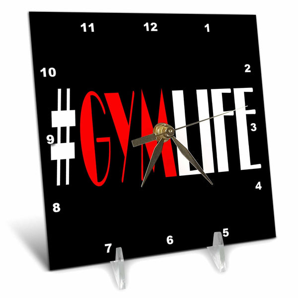 3dRose RinaPiro Fitness Sayings - Gym Life. - Desk Clocks
