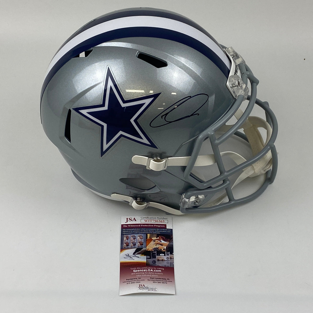 Autographed/Signed CeeDee Lamb Dallas Cowboys Full Size FS F/S Replica Football Helmet JSA COA