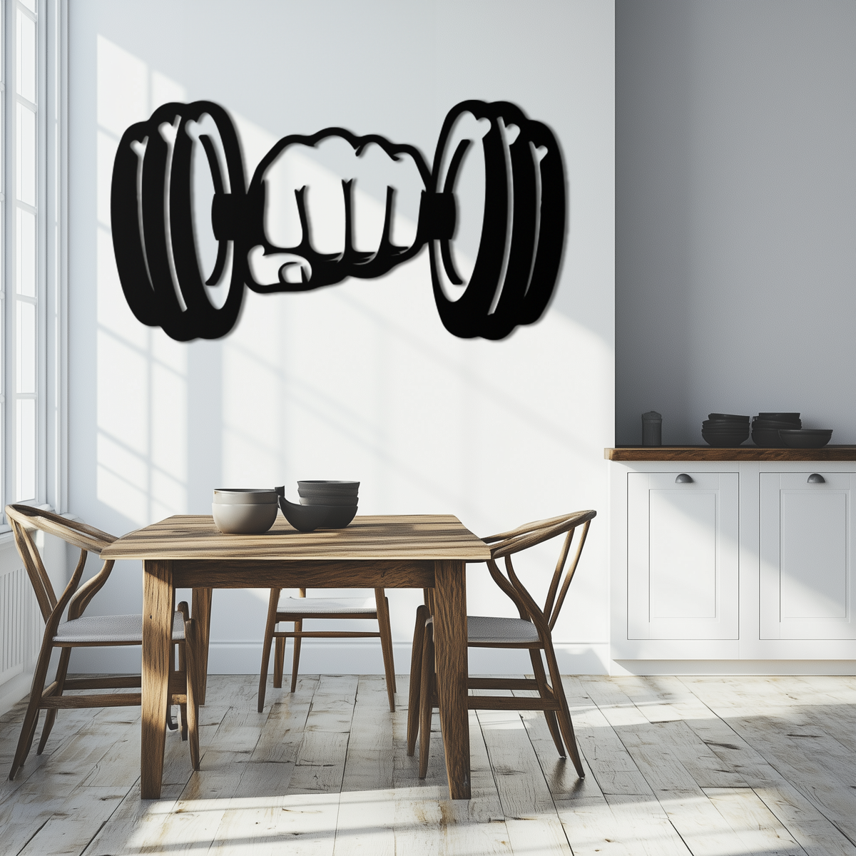 Gym Dumbbell Power Metal Wall Art - Bold and Motivational Gym Decor - KAF143