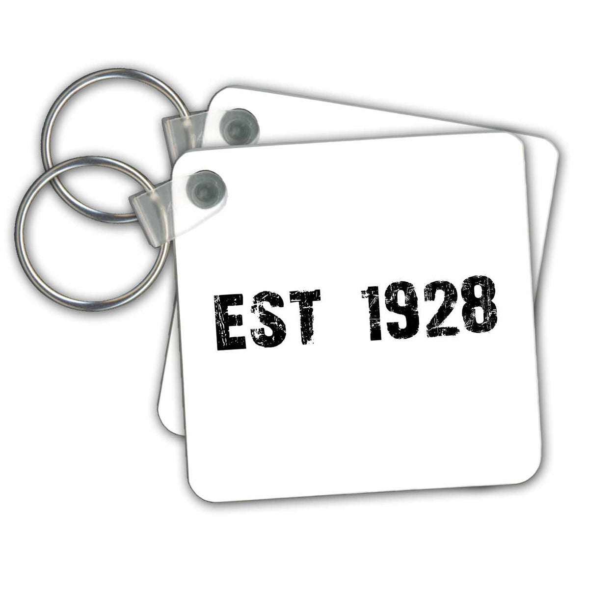 3dRose Key Chains Grunge Est Established in 1928 - Twenties Baby Born Child of the 1920s - Personal custom birth year (kc-161421-1)