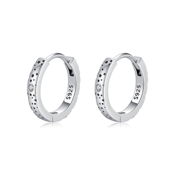 Star-Shaped D-Color VVS1 Moissanite Hoop Earrings in Sterling Silver – Minimalist Geometric Jewelry