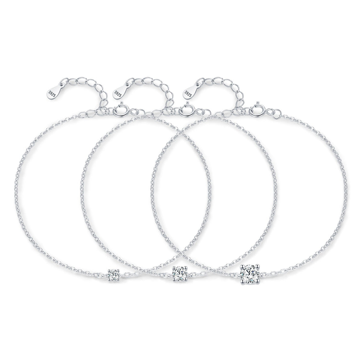 Geometric D-Color VVS1 Moissanite Bracelet in Sterling Silver – Minimalist Stackable Wristband for Women