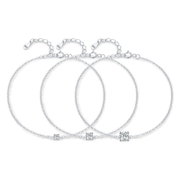 Geometric D-Color VVS1 Moissanite Bracelet in Sterling Silver – Minimalist Stackable Wristband for Women