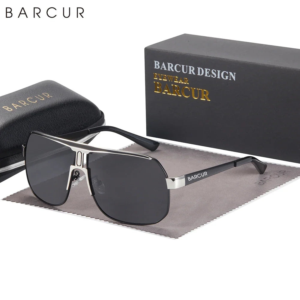 BARCUR Polarized Sunglasses for Men – Trendy UV400 Gradient Lens Oval Comfortable Frame Sports Driving Hiking Fishing Outdoor Fashion Eyewear with Durable Stainless Steel Frame – Casual Apparel Accessory Gift for Him