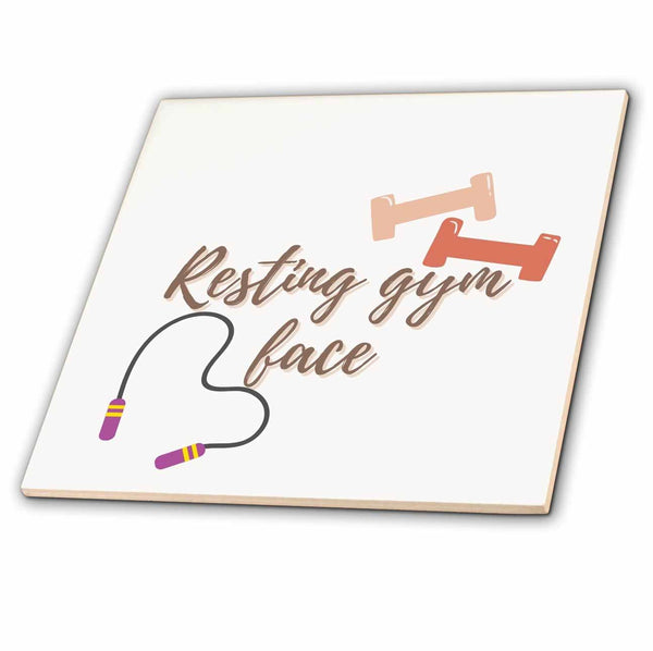 3dRose Quotes for Work out Resting gym face - Tiles (ct-362331)