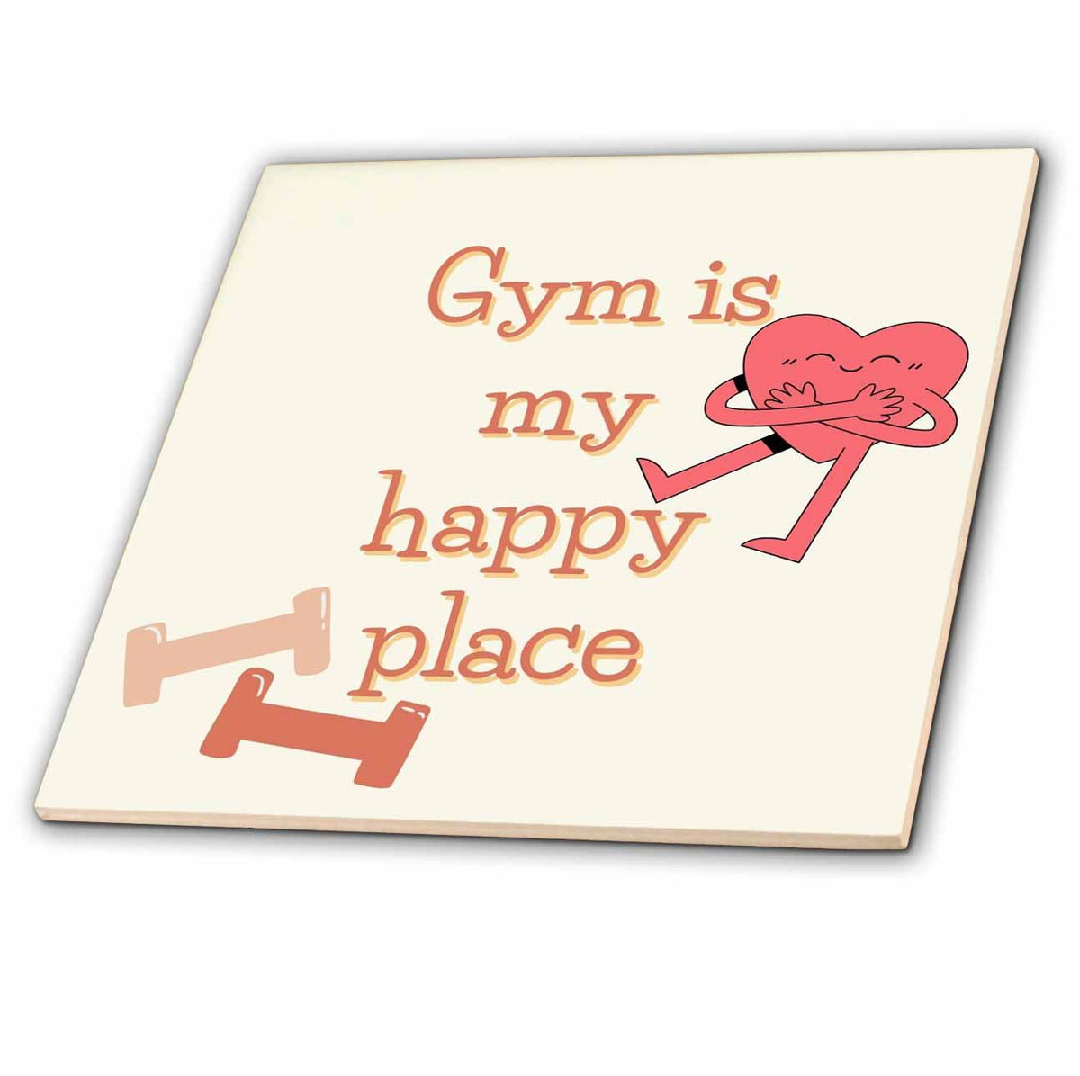 3dRose Dumbell with Text of Gym is My Happy Place - Tiles (ct-376845)