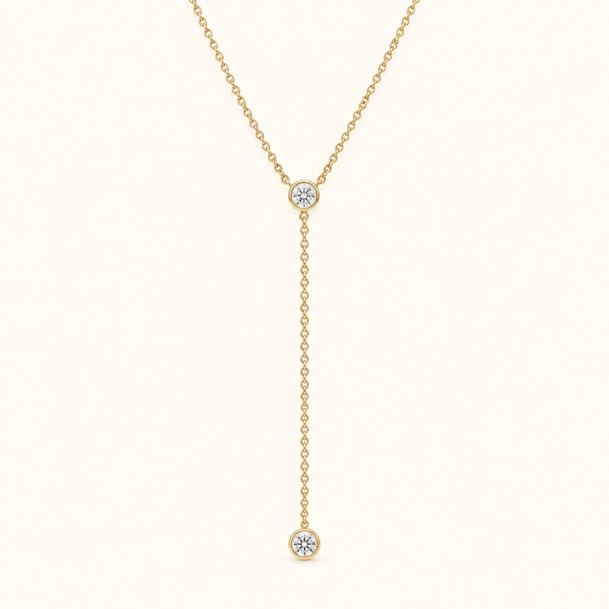 Gold Filled Diamond Bezel Lariat Necklace
