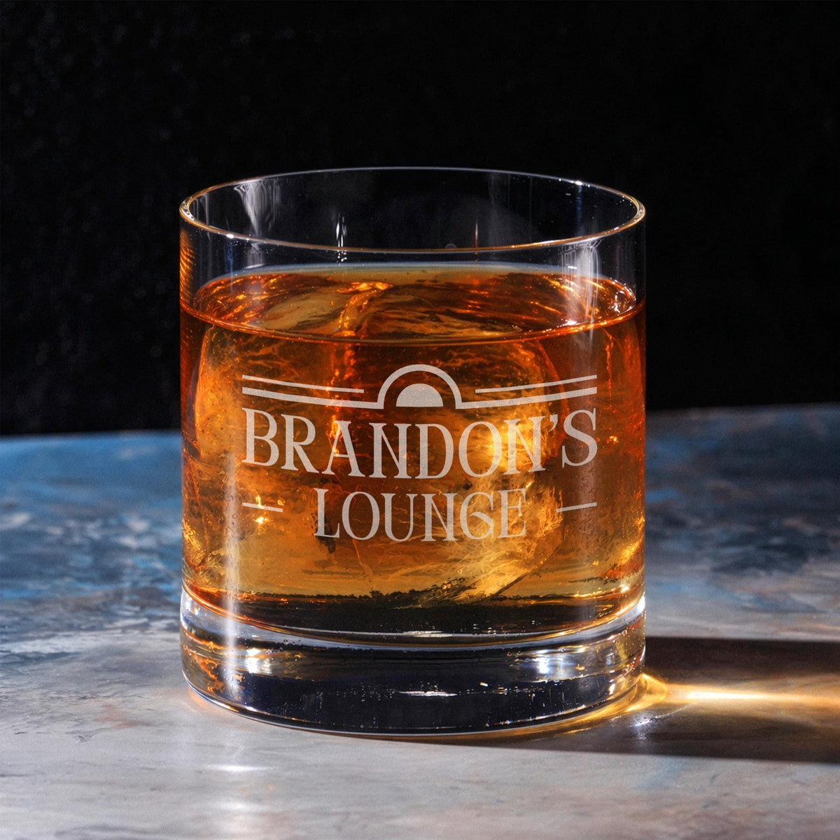 Personalized Whiskey Glass | Lounge Design | Custom Engraved Rocks Glass