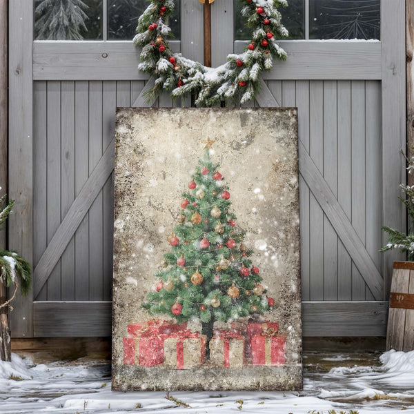 Vintage Christmas Tree With Gifts Wall Art III